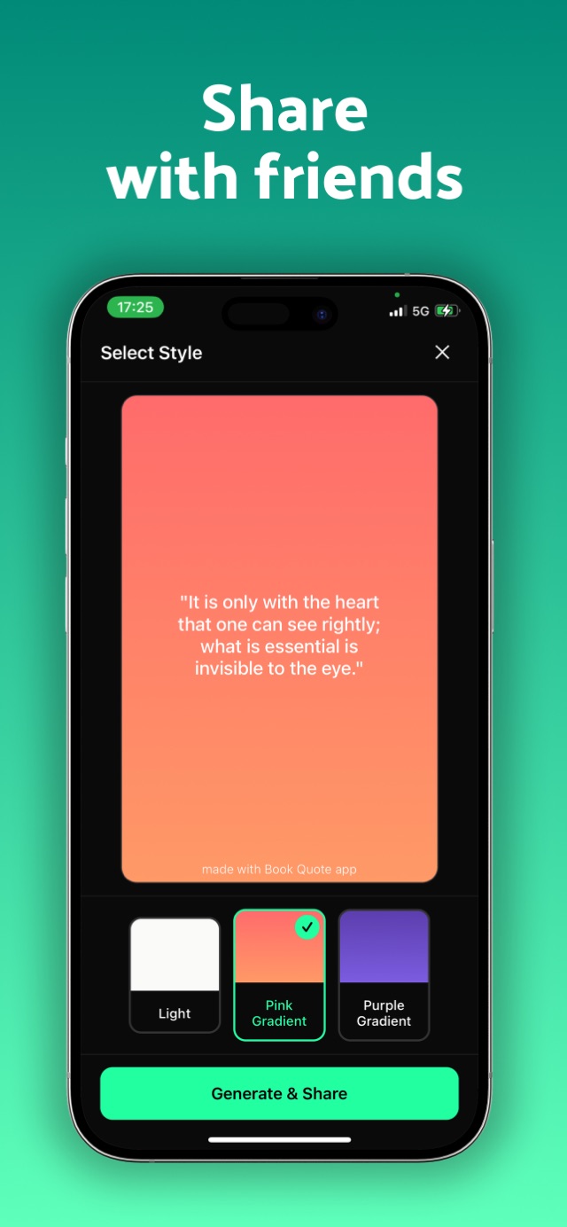 Book Quote Scanner iOS app - share styled quotes with friends